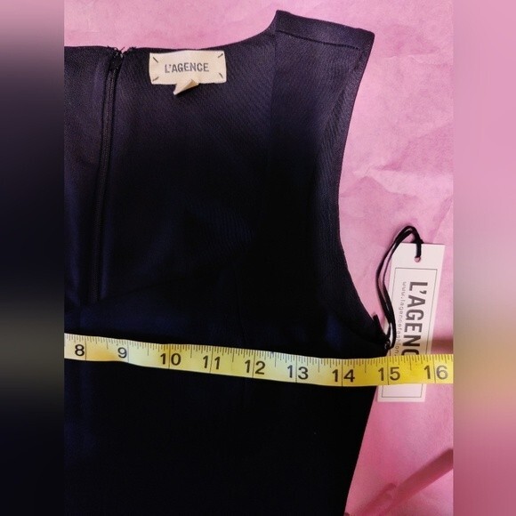 NWT L'agence Minnie Black Dress with Shaped Neckline. Size 2 - Picture 4 of 7
